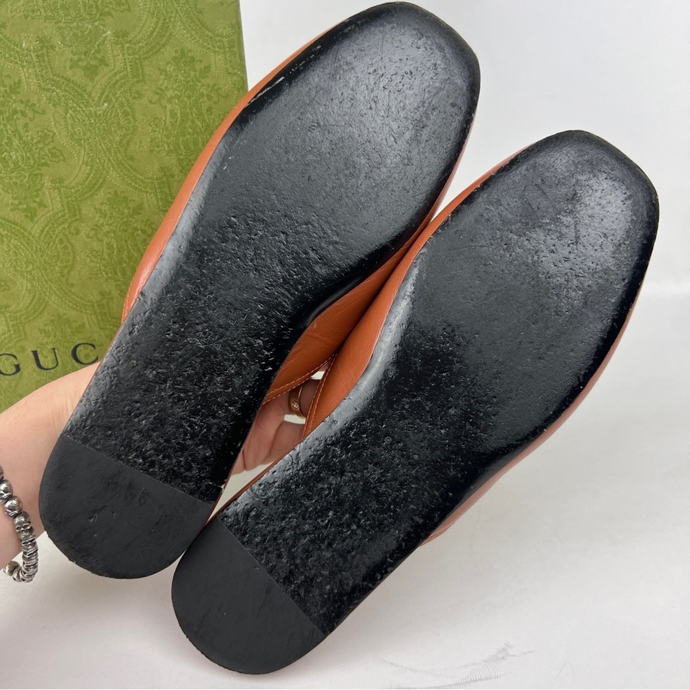 Gucci Brown GG Canvas and Leather Horsebit Mules with Red & Green Web - Picture 7 of 8